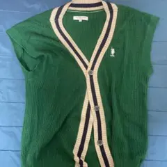 U.S. POLO ポロ　別注 ロゴ刺繍 ボタンチルデンニットベスト