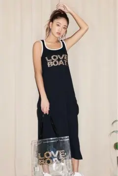 LOVE BOAT ノースリーブロングワンピース ギャル ヒョウ柄 平成