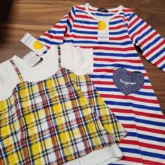 ムージョンジョン ストライプ 長袖ワンピース　半袖Tシャツ 110　2枚セット