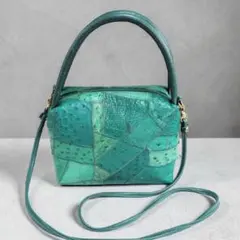 ❀お値下げ❀本革 パッチワーク バッグ グリーン 2WAY ハンド ショルダー