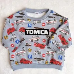 【新品✨】トミカ 裏起毛 トレーナー 90cm 総柄 パトカー 消防車 子供服