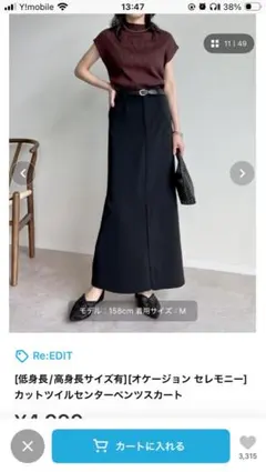 Re:EDIT カットツイルセンターベンツスカートのサムネイル