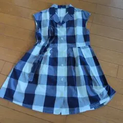 グリーンレーベルリラクシングキッズ 半袖 チェック柄 ワンピース 115cmのサムネイル