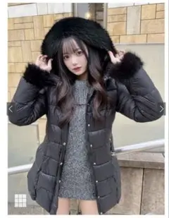 [新品】GRL ベルト付きファーAラインダウンコート[kd79]