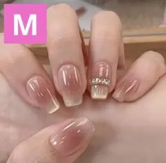 【M】ネイルチップ 韓国 量産 マグネット ラメ ちゅるん フレンチ 水光