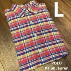 ポロラルフローレン　マドラスチェックボタンダウンシャツ L