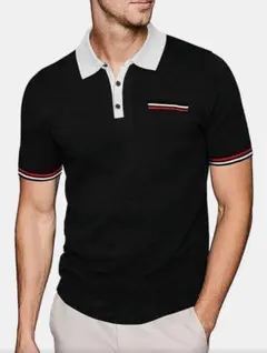 ゴルフウェア メンズ ポロシャツ ワンポイント M ブラック