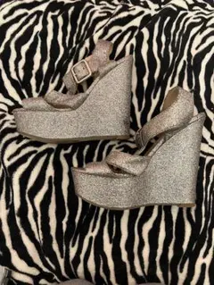 キャバヒール ウエッジソール 厚底ヒール キラキラヒール 太ヒール 平成ギャル