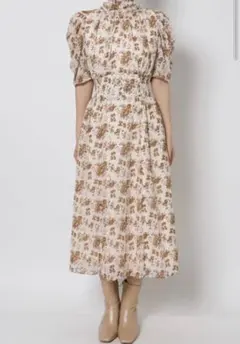 ANDRESD ダークオレンジ シノワズリティアードヘムドレスM