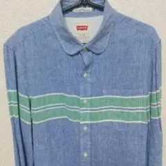 美品 ！Levi's リネンコットン長袖シャツ ストライプ Sのサムネイル