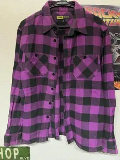 XLARGE エクストララージ ネルシャツ バッファローチェック 紫黒