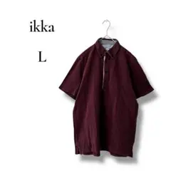ikka イッカ　メンズ　半袖ポロシャツ　赤紫　Lサイズ　シンプル　トップスのサムネイル