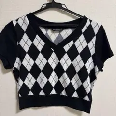 【美品】SHEIN アーガイル柄　クロップドニット S