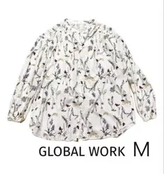 GLOBAL WORK サラサラリラックス 長袖ブラウスM ボタニカルアイボリのサムネイル