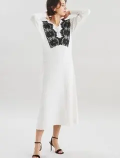 ダイアグラム★グレースコンチネンタル フラワーレースニットワンピース 36 M