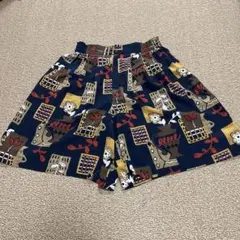 ネイビー幾何学模様 プリント キュロット