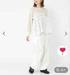 natural by clip　ドット刺繍フレアキャミブラウス