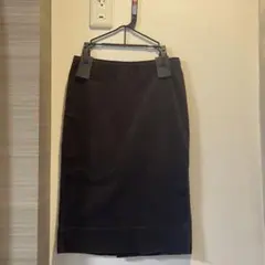 ダークブラウン コーデュロイ タイトスカート ひざ丈