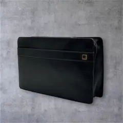 美品 ダンヒル クラッチバッグ セカンドバッグ ブラック レザー ロゴ入り