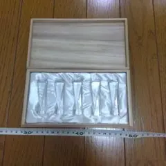 【美品】箸置き　ガラス製パーツ 5個 木製ケース付き