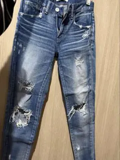 MOUSSY ダメージスキニーデニムパンツ