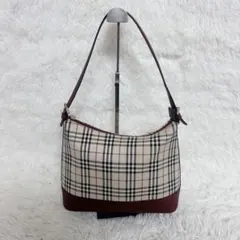 【美品】バーバリー ワンショルダーバッグ ノバチェック キャンバス サフィアーノ