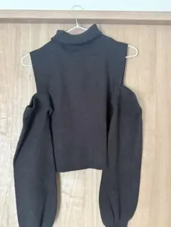 オフショルダー ニット 長袖 ブラック