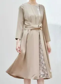 【未使用品】ベージュ・ロングワンピース・L ・卒入園・フォーマル