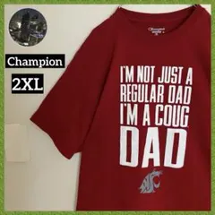 チャンピオンカレッジTシャツtシャツワシントン州立大学クーガーズオーバーサイズ赤