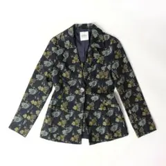 used レトロ 古着 花柄 刺繍 ジャガード テーラードジャケット