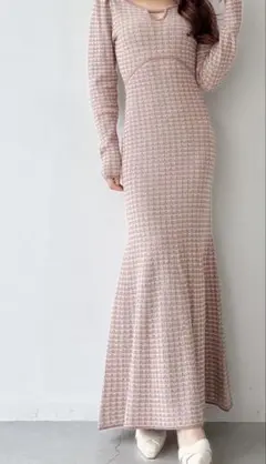 RESEXXY リゼクシー　バイカラーツイードニットワンピース　ピンク