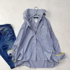 美品 マックスマーラ WEEKEND ストライプシャツ 袖デザイン装飾コットン