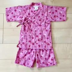 ピンク 水玉模様 甚平 コットン