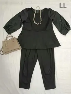 セレモニー　通勤　LLサイズ　ブラック 七分丈トップス　パンツのセット売り