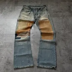 OLD JOE パッチワーク ヴィンテージ加工 デニム パンツ W32 馬レザー