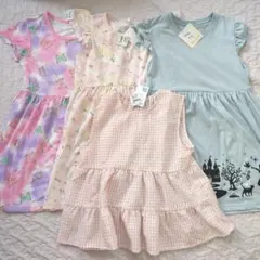 新品 西松屋 女の子 半袖 ワンピース チュニック 4枚セット 130