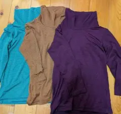 ヒートテック 長袖タートルネック 3色セット 90