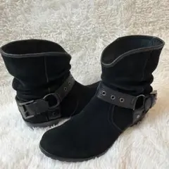 【美品】DIANA ダイアナ　ショートブーツ　スエード　ベルト　ブラック　Y2K