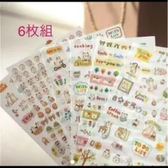 《新品》　韓国製　6枚組 猫ちゃん　シール