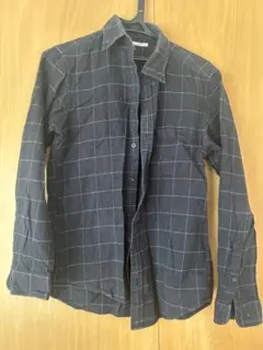 ダークグレー チェック柄 長袖シャツ Mサイズ