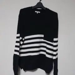 GLOBAL WORK ニットセーター M 黒/白 ストライプ