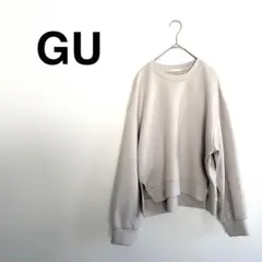 GU ダブルフェイススリットプルオーバー M ナチュラル
