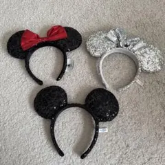 ミッキー、ミニー耳型カチューシャ3点セット