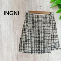 イング スカート 台形 ツイード チェック ミニ丈 きれいめ 通勤