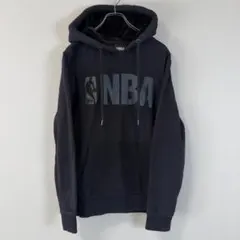 NBAロゴ 裏起毛パーカー M ブラック 厚手 フード暖か ストリート