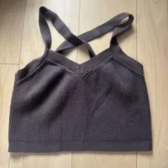 ダークブラウン リブ編み ビスチェ