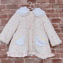 クーラクール 110センチ フラワープリントうさみみ中綿コート