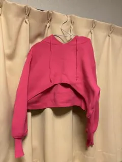 ピンク クロップドパーカー サイズF