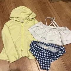 petitmainフリル付き水着セット110とフリルラッシュガード100