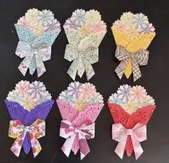 現品限り！！大きめクラフトパンチパステルカラー花束6枚✩.*˚